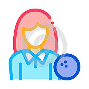 Woman Player Icon Vector Outline Illustration