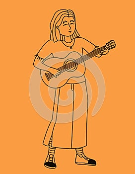 Woman playing acoustic guitar.