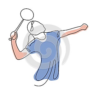 Woman playing badminton vector illustration