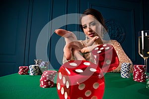 Woman playing in casino