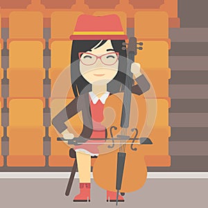 Woman playing cello vector illustration.