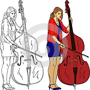 Woman playing the double-bass