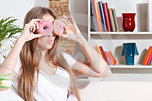 Woman playing with food