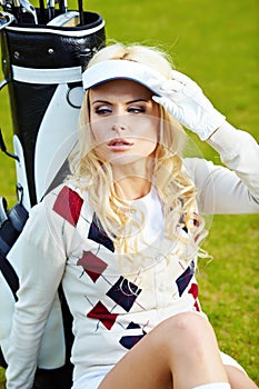 Woman playing golf