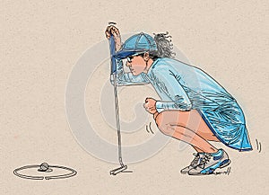 A woman playing golf