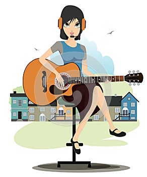 Woman playing guitar