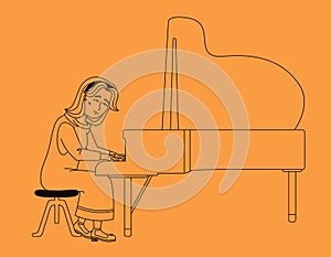 Woman playing piano.
