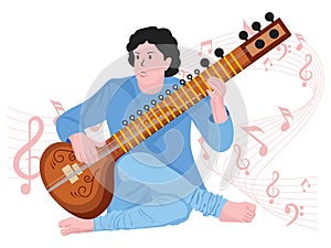 Woman playing sitar
