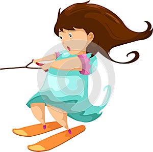 Woman playing on ski board