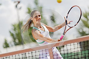 Woman playing tennis