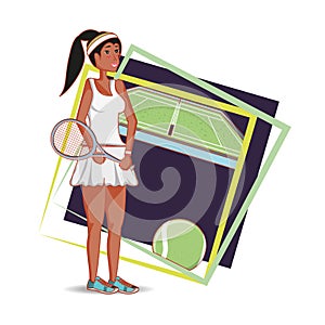 Woman playing tennis character