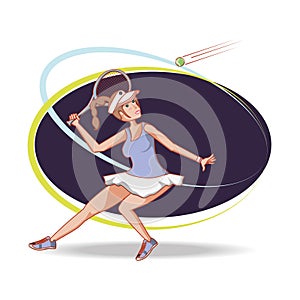 Woman playing tennis character