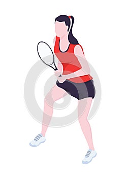 A woman playing tennis. Vector.