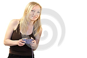 Woman playing video games