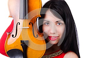Woman playing violin isolated
