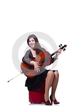 Woman playing violin isolated