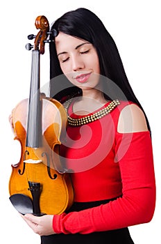 Woman playing violin isolated