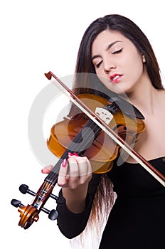 Woman playing violin isolated