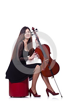 Woman playing violin isolated