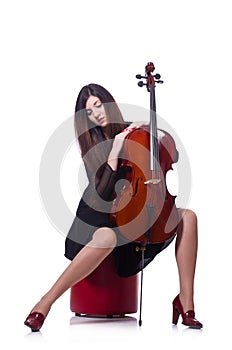 Woman playing violin isolated