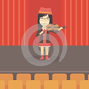 Woman playing violin vector illustration.