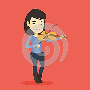 Woman playing violin vector illustration.