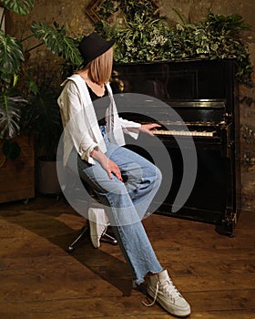 Woman plays piano