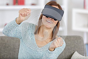 woman plays virtual augmented reality game