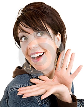 Woman Pleasantly Surprised about Something