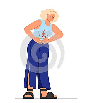 Woman with PMS symptome vector concept