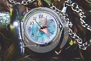 Woman in pocket watch