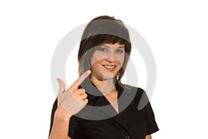 Woman pointing a finger