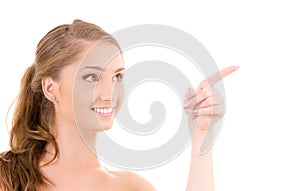 Woman pointing her finger