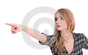 Woman pointing or showing direction