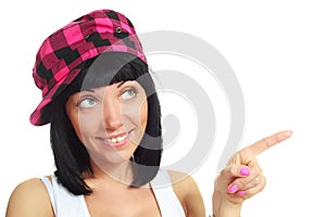 Woman pointing at something