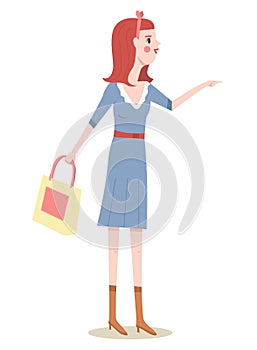 girl with bag isolated on white photo
