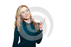 Woman pointing to somewhere