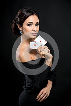 woman with poker cards