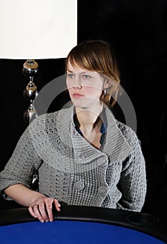 Woman at poker table