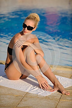Woman by the pool
