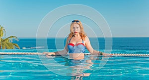 Woman at pool,  vacation in Egypt