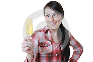 Woman with popsicle