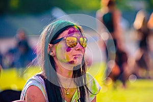 Woman portrait on holi festive