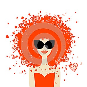 Woman portrait with orange hairstyle, summer style