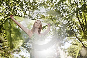 Woman Portrait Relax Nature Outdoor Pretty Concept