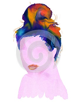 Woman portrait watercolor pop style