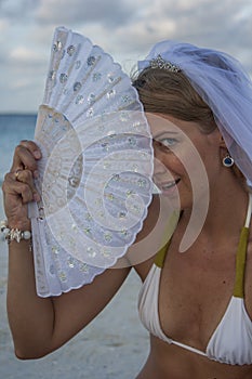 Woman portreit in bridal veil