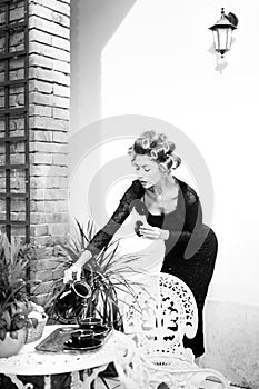 woman posing as an aristocrat - fashion shoot