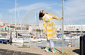 Woman posing Belem bay