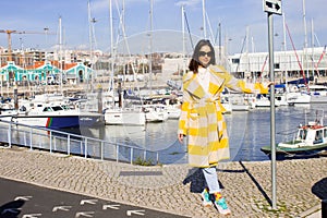 Woman posing Belem bay